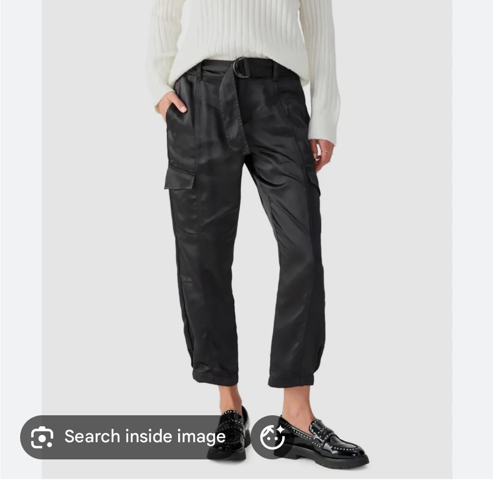 Sanctuary Evereve Black Satin Cargo Pants NWT